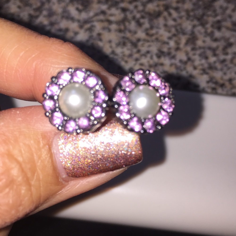 Pink & Pearl Flower Earrings